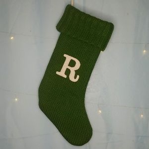 Knit Letter "R" Christmas Stocking